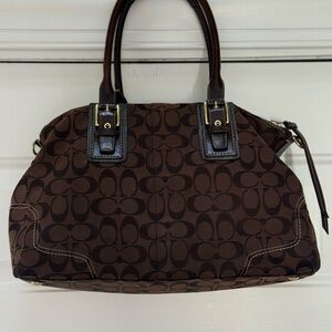 EUC Coach Hampton Brown Jacquard/ Leather Signature Satchel